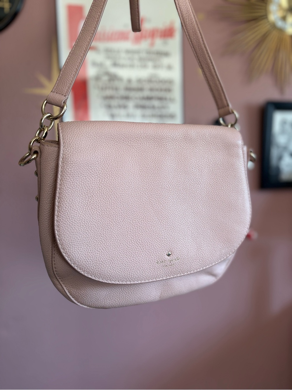 kate spade Blush Pink Pebbled Leather Crossbody Shoulder Bag